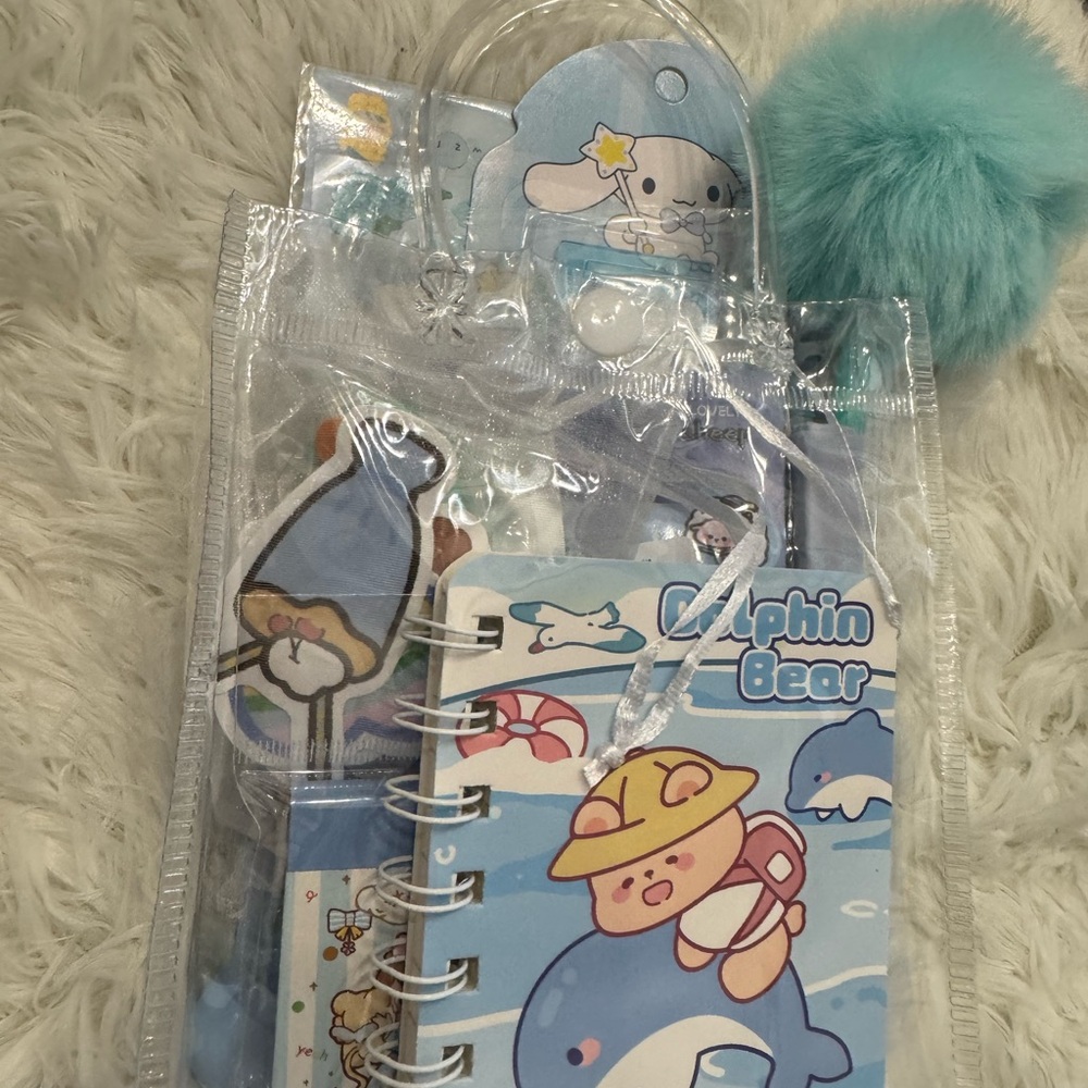 Cute Blue Kawaii Stationery Set - Character Stickers & Pens 15+ items - Picture 4 of 4